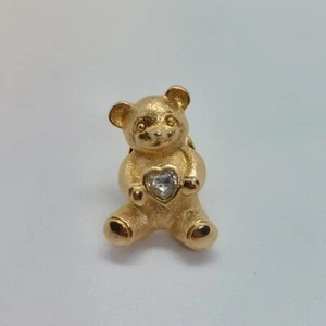 Oso de peluche Avon corazón estrás transparente pin solapa esmalte coleccionable - Imagen 1 de 4