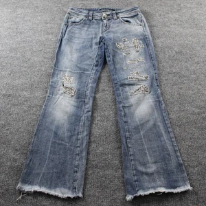Miss Sixty Jeans Womens 26 Wide Leg Flare Distressed Conny Y2K Grunge Blue Pants - Picture 1 of 16