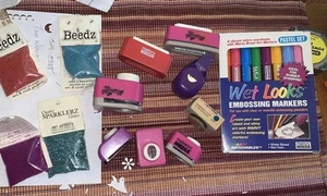 Lot Punches , stamp , Markers And beedz Sparkles Glitter - Picture 1 of 6