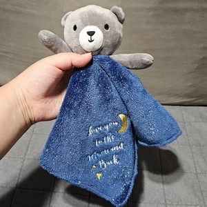 Baby Starters Love You to the Moon Teddy Bear Lovey Security Blanket Blue Gray - Picture 1 of 7