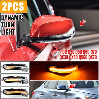 Luz de señal de giro secuencial de espejo lateral LED para Infiniti Q50 Q60 Q70 2014-2022 Foto 1 de 4