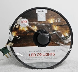 Decor C9 LED Light String 100 Indoor/Outdoor Warm White 66 FT Length Green Wire - Picture 1 of 3