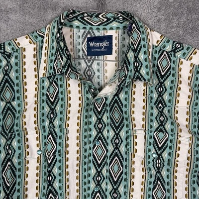 Wrangler Shirt Mens XL Pearl Snap Aztec Checotah Western Cowboy Brushpopper VTG - Image 1 of 4