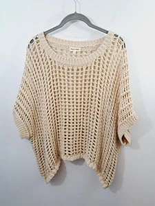 Aaron & Amber Women's Cream Open Knit Sweater Boxy Fit Size Large - Picture 1 of 6