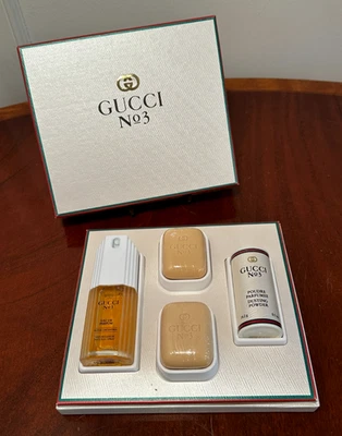 NEW Rare Vintage GUCCI No. 3 Parfum/Perfume, Dusting Powder & Bar Soap Gift Set - Image 1 of 4