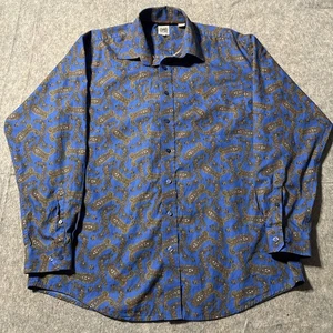 Camicia Cinch Paisley uomo grande blu manica lunga tasca con bottoni western cowboy - Foto 1 di 7