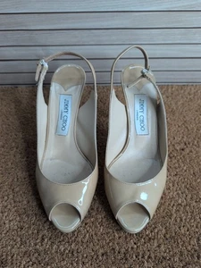 JIMMY CHOO Peeptoe Lack Slingback Heels - Bild 1 von 14