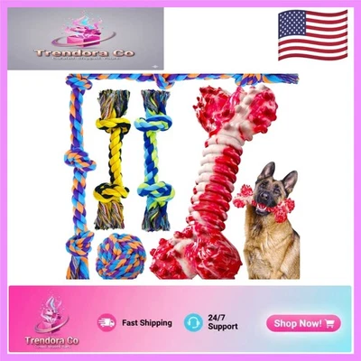 Aggressive Chewer Dog Toys - Indestructible 5 Pack Cotton Rope & Nylon for Teeth - Image 1 of 4