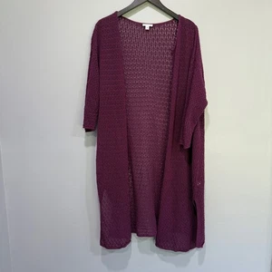 Maglione cardigan spolverino maglia aperta J. Jill XL misto cotone viola prugna - Foto 1 di 6