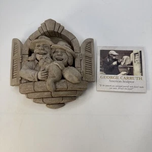 George Carruth Garden Smiles wall plaque couple at window with cat - Picture 1 of 7