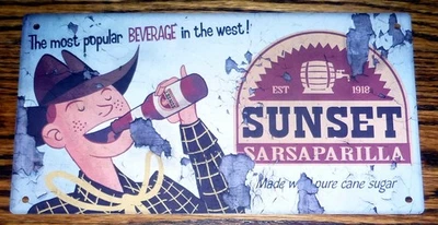 Fallout FanatTik Metal Sunset Sarsparilla Weathered Plaque Sign License Plate - Image 1 of 4