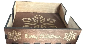 Weihnachten Gravur Untersetzer Schneeflocke Holz Box Halter für ein 4" Untersetzer Set - Bild 1 von 8