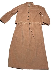 Orvis Womens 2 Piece Suit Blazer Set Skirt Wide Corduroy Jacket 14P Peachy Tan - Picture 1 of 10