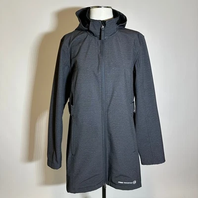 Chaqueta softshell Free Country para mujer talla XL forrada de piel sintética con capucha gris carbón Foto 1 de 4