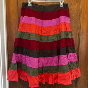 apt 9 Baumwolle Stufen Gaze bunt gestreift Shirt Damen 8 Bauern Boho Western - Bild 1 von 6