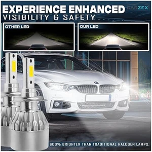 CARZEX H7 LED Headlight Bulbs 36W 6000K White | 3800LM Plug & Play Kit – Set of2 - Picture 1 of 5