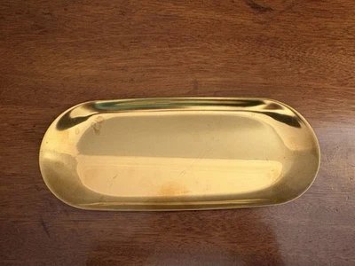 Gold Trinket Tray Oval Stainless Steel Small Serving Trays Towel Storage - Image 1 of 4