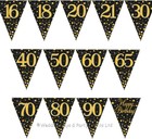 12ft Sparkly Gold Black Triangle Flag Bunting Banner Happy Birthday Party Decor
