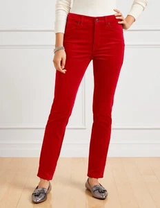 NWT Talbots Flawless Stretch Corduroy High Waist Jeggings Ankle Pants Sz 12 Red - Picture 1 of 12