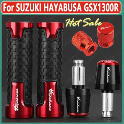 Red Handle Grips Handle Bar End Cap Tire Valve For SUZUKI HAYABUSA GSX1300R-US Foto 1 de 4