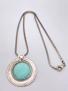 REVITAL ISRAEL Sterling Silver 925 Green Roman Glass Necklace & Pendant - Picture 1 of 8