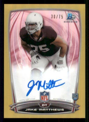 2014 Bowman Chrome Rookie AUTO College Gold Refractors #75 Jake Matthews /75 - Image 1 of 2