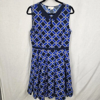 Hi There by Karen Walker Size 12 Blue Pleated Lined Pockets Dress 18" Bust  - image 1 of 4
