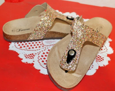 Sandalias de vestir Forever para mujer doradas brillantes de noche y fiesta talla 7 Foto 1 de 4
