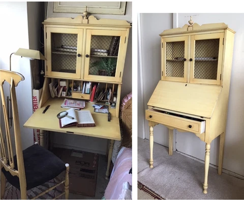 Secretary DESK Original Painted Wood  by North-Western 2shelf Hutch Llte&Drawers Cover
