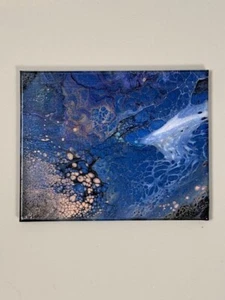 Titled  "Cosmic Drift" Abstract Acrylic Art Painting on Canvas 8" X 10" - Picture 1 of 5