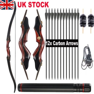 60" Takedown Recurve Bow 30-50lbs Carbon Arrows Kit Archery Target Hunting Shoot - Picture 1 of 21