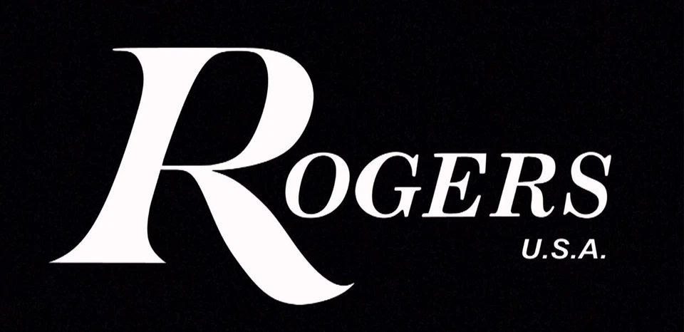 EGL Rogers Drums Logo 6" Wide White Vinyl Decal Sticker Pair