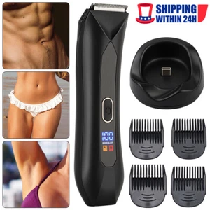 Men's Pubic Hair Trimmer Electric Groin Body Hair Shaver for Balls Body Hair US - Picture 1 of 15