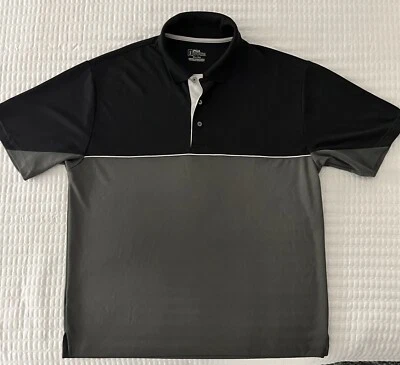 PGA Tour Men’s Extra-Large Golf Polo 100% Polyester Black And Gray Short Sleeve - Image 1 of 4