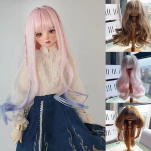 Parrucca capelli ricci lunghi 1/3 1/6 alta temperatura seta Bangs per bambola SD BJD giocattoli fai da te - Foto 1 di 35