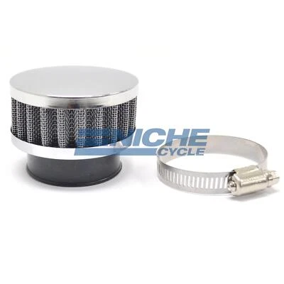 EMGO 3" Round Chrome Top Pod Flange Mount 45mm Air Filter - Image 1 of 3