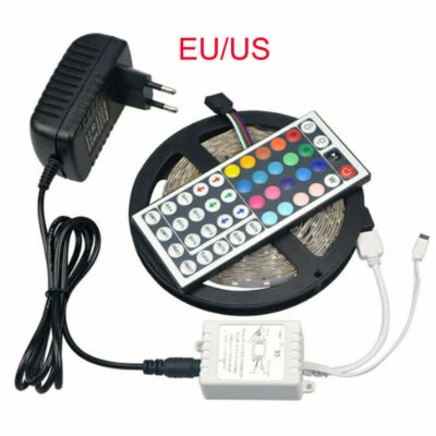 5M RGB LED light Strip 3528 24/44 Key Remoter+Adapter For DIY lamp Tape lighting - Image 1 of 4
