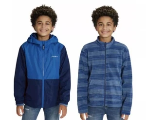Eddie Bauer Jacket 3 In 1 Youth Size M/10/12 Lone Peak Light Weight Fleece Blue - Picture 1 of 15
