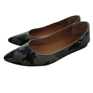 Womens Lucky Brand Bethysa Leather Camo Almond Toe Flats Size 7.5M - Picture 1 of 10