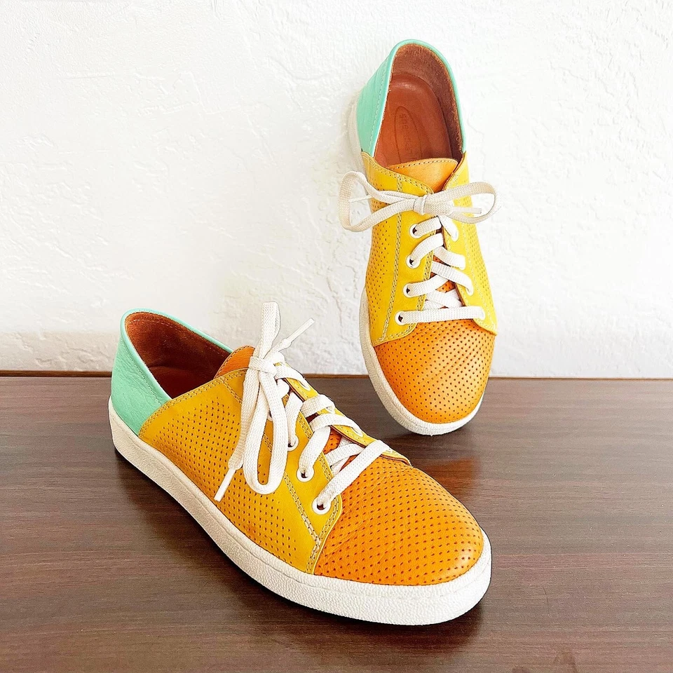 SHERIDAN MIA Perforated Leather Tri Color Block Sport Sneakers Tennis Shoes 37 7 - Image 1 of 4