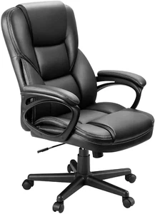 Sedia scrivania ufficio direzionale Vineego schienale alto pelle PU regolabile business - Foto 1 di 7
