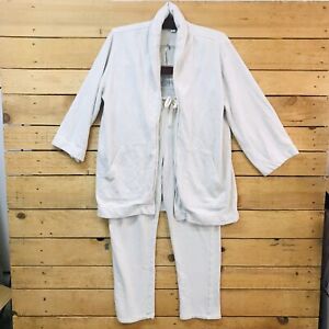 WOOLRICH Pajama Pants Top Womens Medium White Cotton Drawstring 2 Pc. Sleepwear