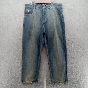 Vtg Karl Kani Jeans Mens 40x34 Blue Wide Leg Y2K Baggy Urban Distressed - Picture 1 of 12