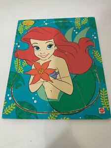 VTG Mattel Wood Puzzle Disney Little Mermaid Ariel 8 Pieces HTF Preschool Play