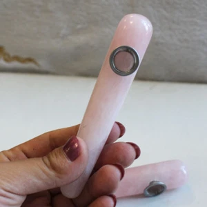Varita de masaje de cristal de cuarzo rosa natural 10 piezas pipa de fumar curación - Imagen 1 de 10