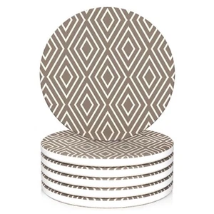 Diamant Gitter Design Untersetzer Set 6 Stück Keramik Stein Kork Unterlage - Bild 1 von 12