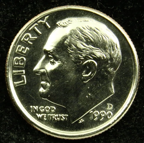 1990 D Uncirculated Roosevelt Dime BU (C02) Cover