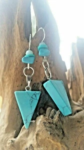 Native American earrings BLESSED turquoise ATLANTIS Lumeria MU blue tribal - Bild 1 von 10
