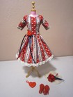 Barbie Doll Handmade Heart Print Retro Style Dress w/ Accessories! Free Shipping