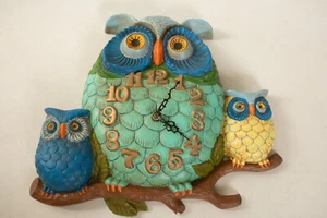 Vintage Arnel Plaster Owl Clock (O2L/JSF6) Psychedelic Coloring 1974 Hippy Time - Picture 1 of 14